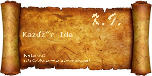 Kazár Ida névjegykártya